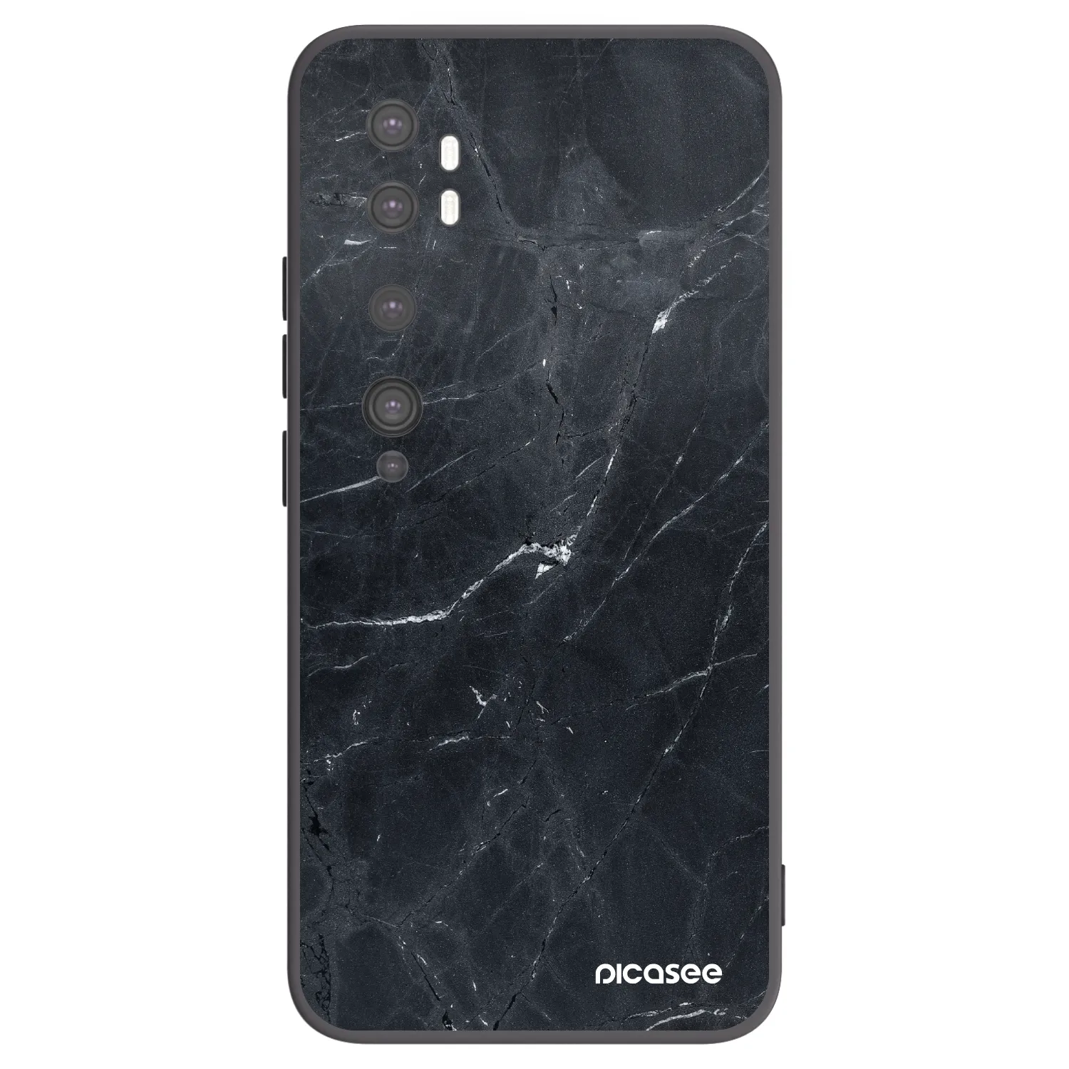 Picasee Xiaomi Mi Note 10 (Pro) Hülle - Schwarzes Silikon - Black marble
