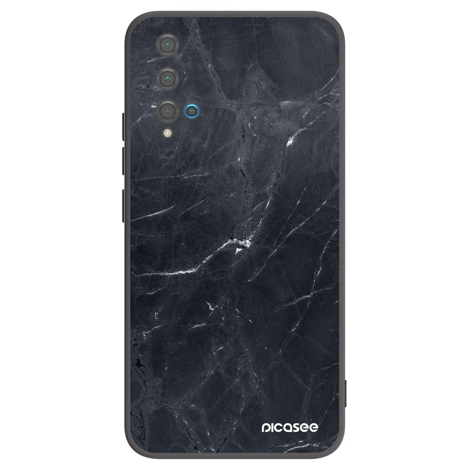 Picasee Huawei Nova 5T Hülle - Schwarzes Silikon - Black marble