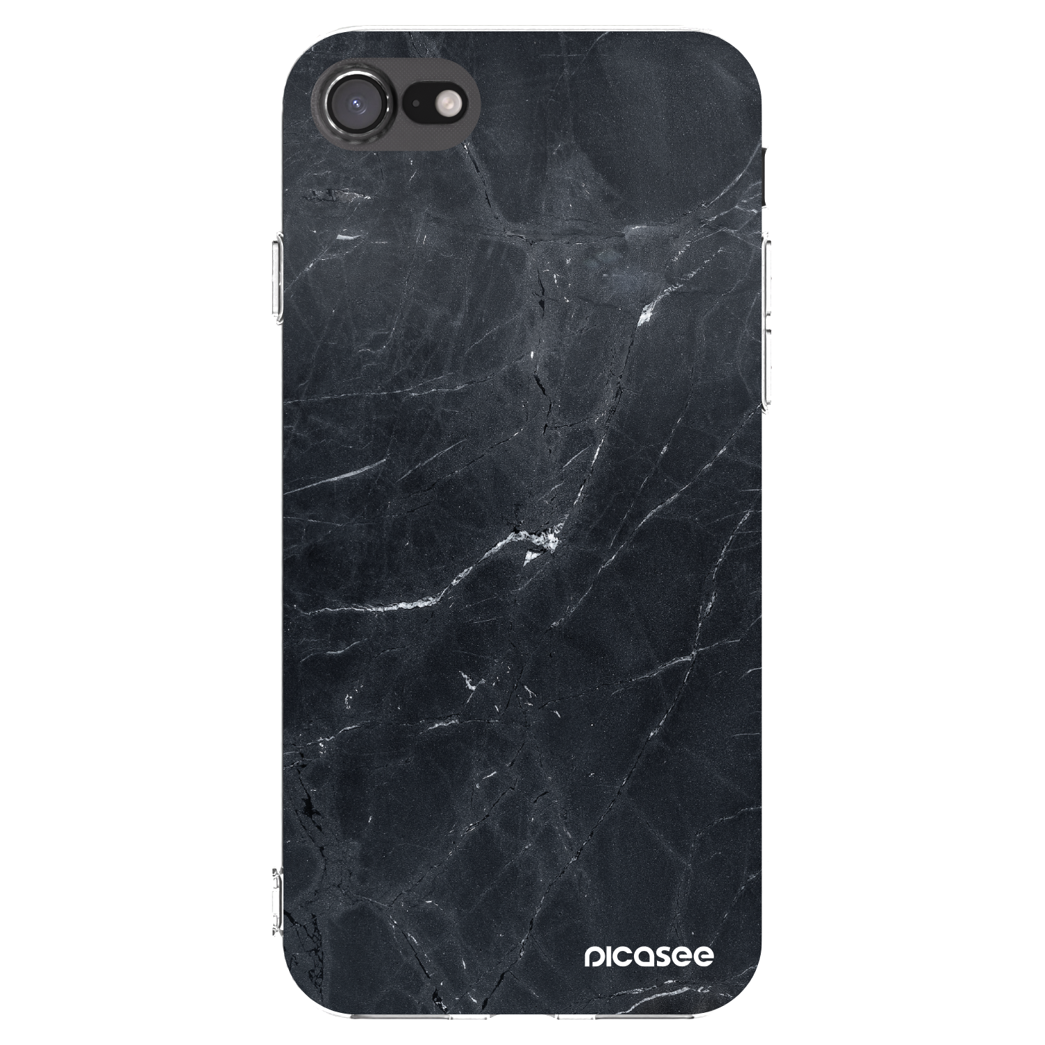 Picasee Apple iPhone SE 2020 Hülle - Transparentes Silikon - Black marble
