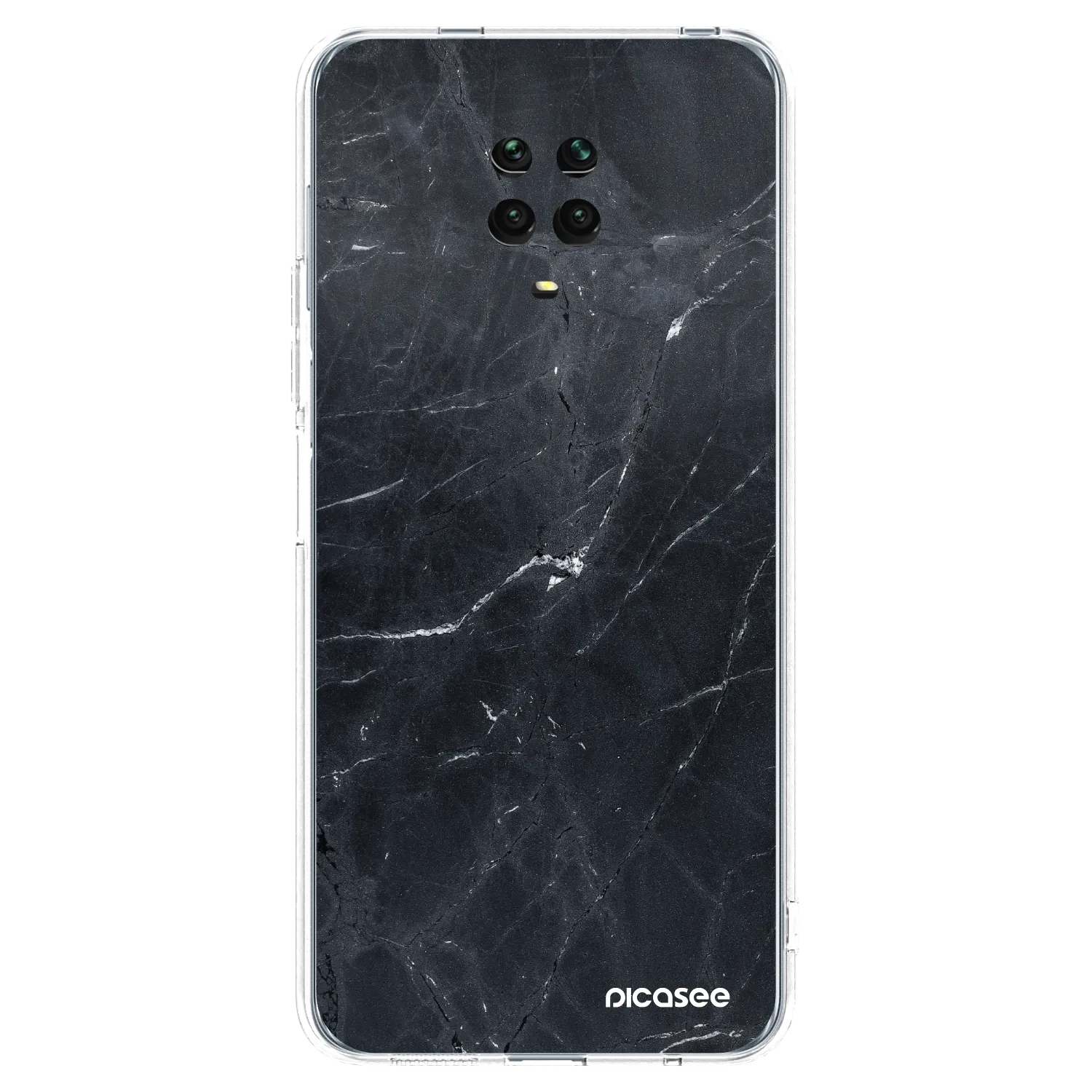 Picasee Xiaomi Redmi Note 9 Pro Hülle - Transparentes Silikon - Black marble