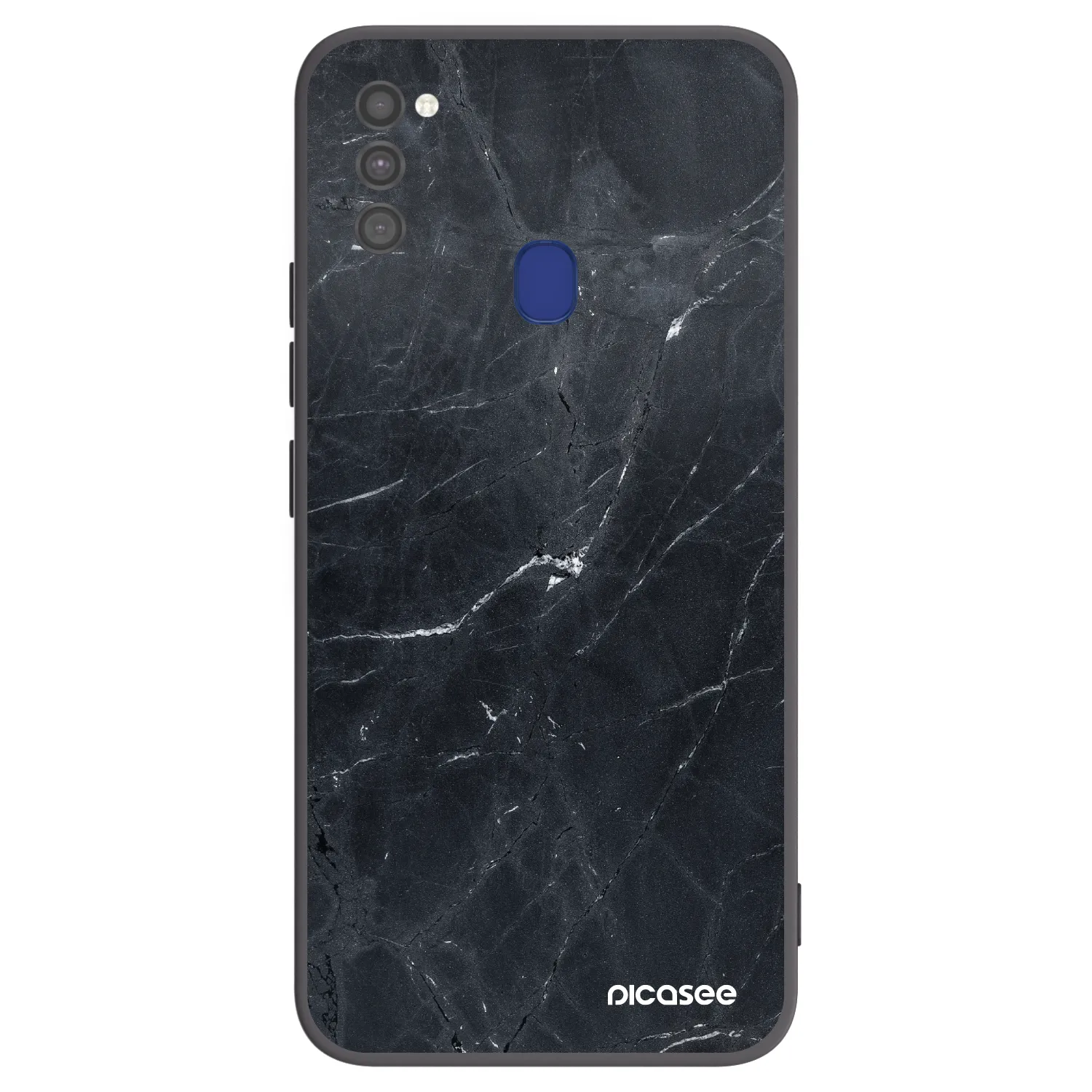 Picasee Samsung Galaxy M21 M215F Hülle - Schwarzes Silikon - Black marble