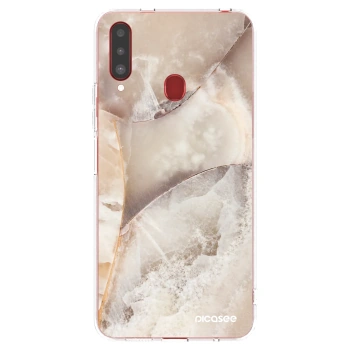 Picasee Samsung Galaxy A20s Hülle - Transparentes Silikon - Cream marble