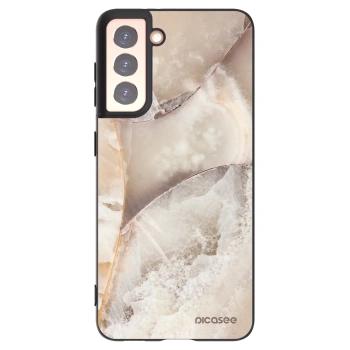Picasee Samsung Galaxy S21 5G G991B Hülle - Schwarzes Silikon - Cream marble