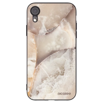 Picasee Apple iPhone XR Hülle - Schwarzes Silikon - Cream marble