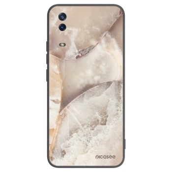 Picasee Vivo Y11s Hülle - Schwarzes Silikon - Cream marble