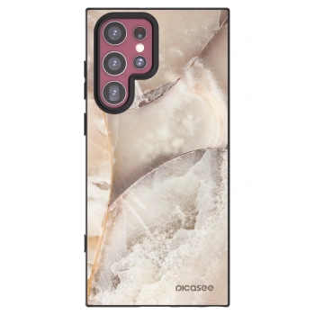 Picasee Samsung Galaxy S22 Ultra 5G Hülle - Schwarzes Silikon - Cream marble