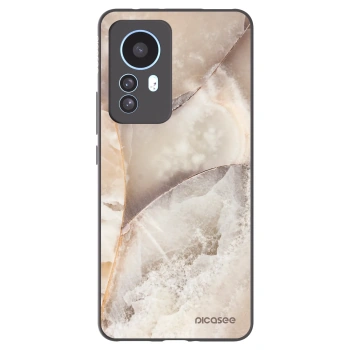 Picasee Xiaomi 12T Hülle - Schwarzes Silikon - Cream marble
