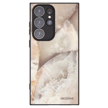 Picasee Samsung Galaxy S23 Ultra 5G Hülle - Schwarzes Silikon - Cream marble