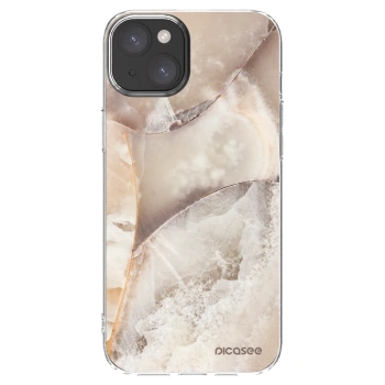 Picasee Apple iPhone 15 Plus Hülle - Transparentes Silikon - Cream marble