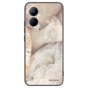 Picasee Realme C33 (2023) Hülle - Schwarzes Silikon - Cream marble