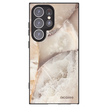 Picasee Samsung Galaxy S24 Ultra S928B 5G Hülle - Schwarzes Silikon - Cream marble