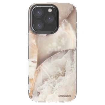 Picasee Apple iPhone 16 Pro Hülle - Transparentes Silikon - Cream marble