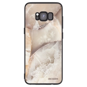 Picasee Samsung Galaxy S8 G950F Hülle - Schwarzes Silikon - Cream marble