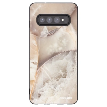Picasee Samsung Galaxy S10 G973 Hülle - Schwarzes Silikon - Cream marble