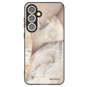 Picasee Samsung Galaxy S24 FE S721B Hülle - Schwarzes Silikon - Cream marble