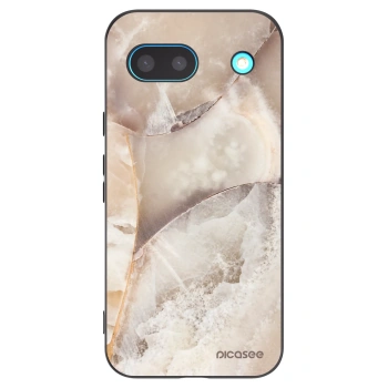 Picasee Google Pixel 8a Hülle - Schwarzes Silikon - Cream marble