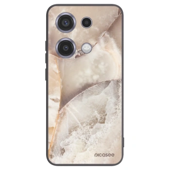 Picasee Xiaomi Redmi Note 14S Hülle - Schwarzes Silikon - Cream marble