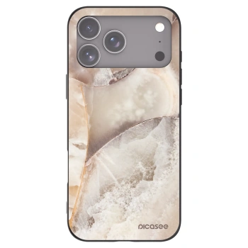 Picasee Apple iPhone 17 Pro Max Hülle - Schwarzes Silikon - Cream marble