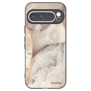 Picasee Google Pixel 9 Pro XL Hülle - Schwarzes Silikon - Cream marble