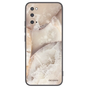 Picasee Samsung Galaxy S20 G980F Hülle - Schwarzes Silikon - Cream marble
