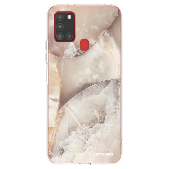 Picasee Samsung Galaxy A21s Hülle - Transparentes Silikon - Cream marble