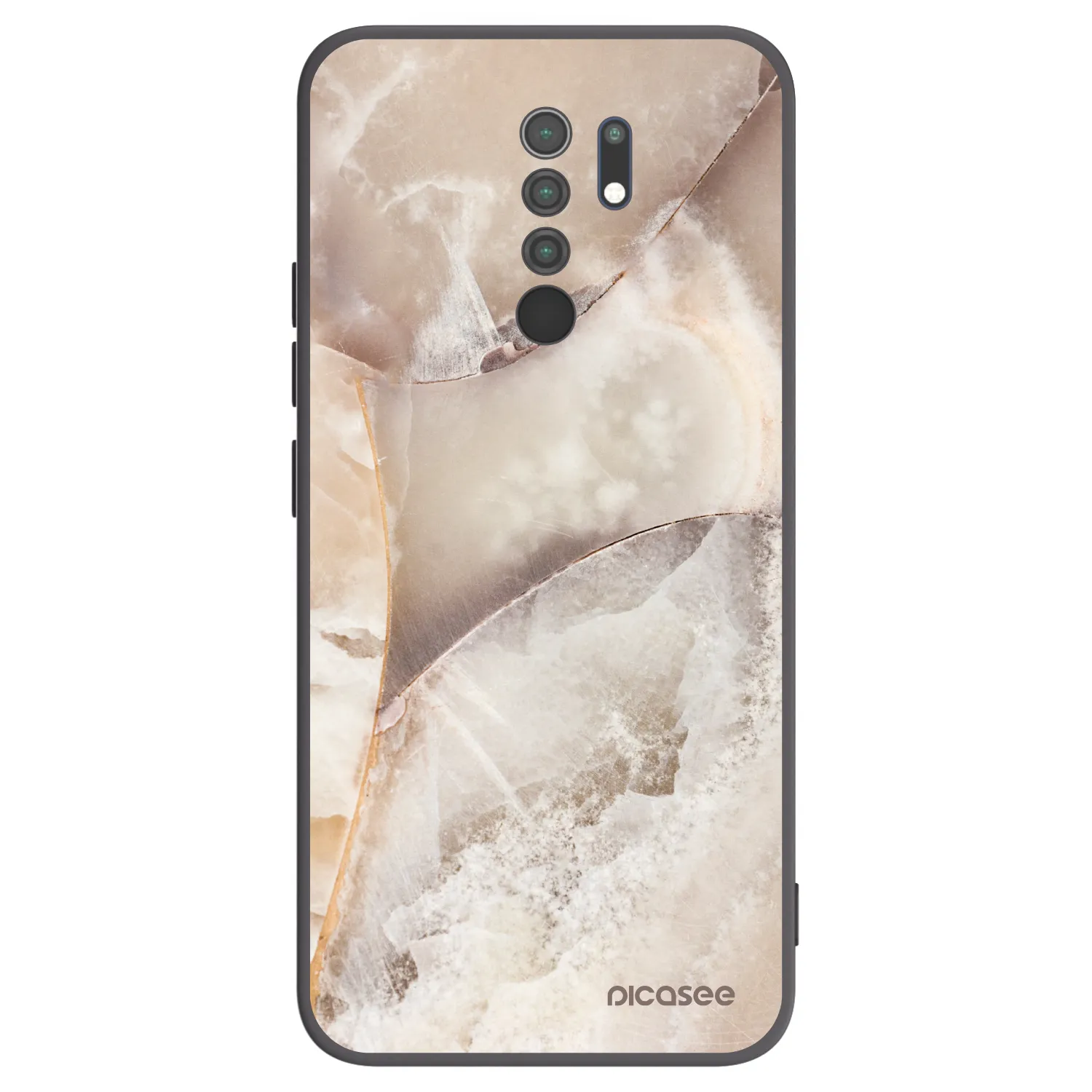 Picasee Xiaomi Redmi 9 Hülle - Schwarzes Silikon - Cream marble