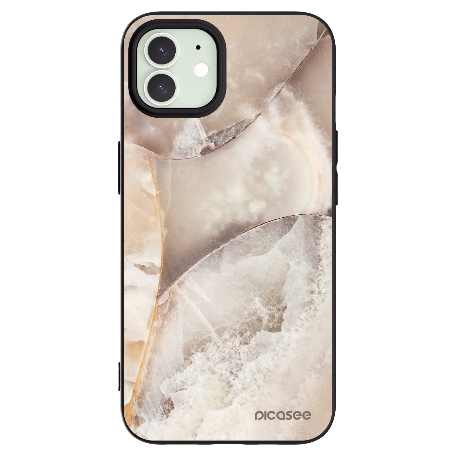 Picasee Apple iPhone 12 Pro Hülle - Schwarzes Silikon - Cream marble