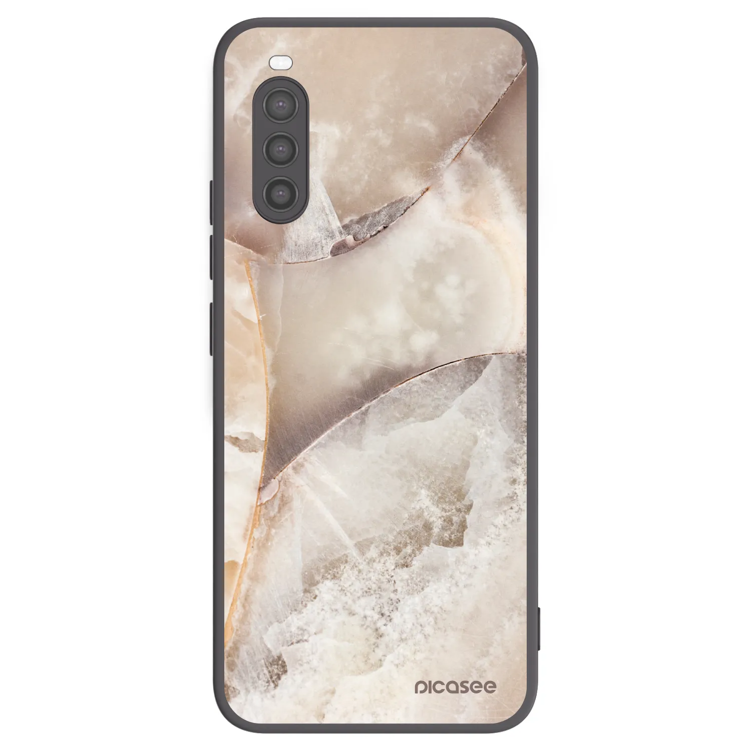 Picasee Sony Xperia 10 II Hülle - Schwarzes Silikon - Cream marble
