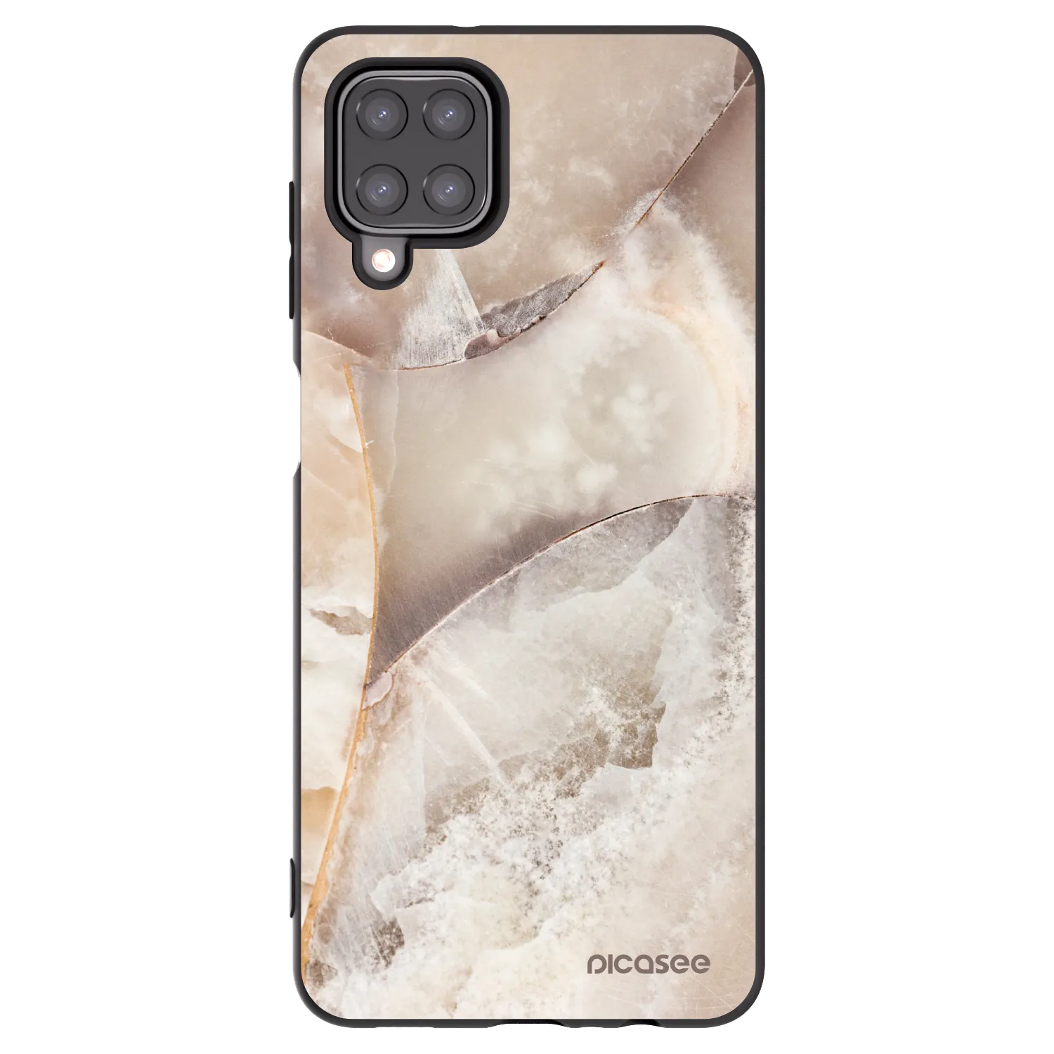Picasee Samsung Galaxy A12 A125F Hülle - Schwarzes Silikon - Cream marble