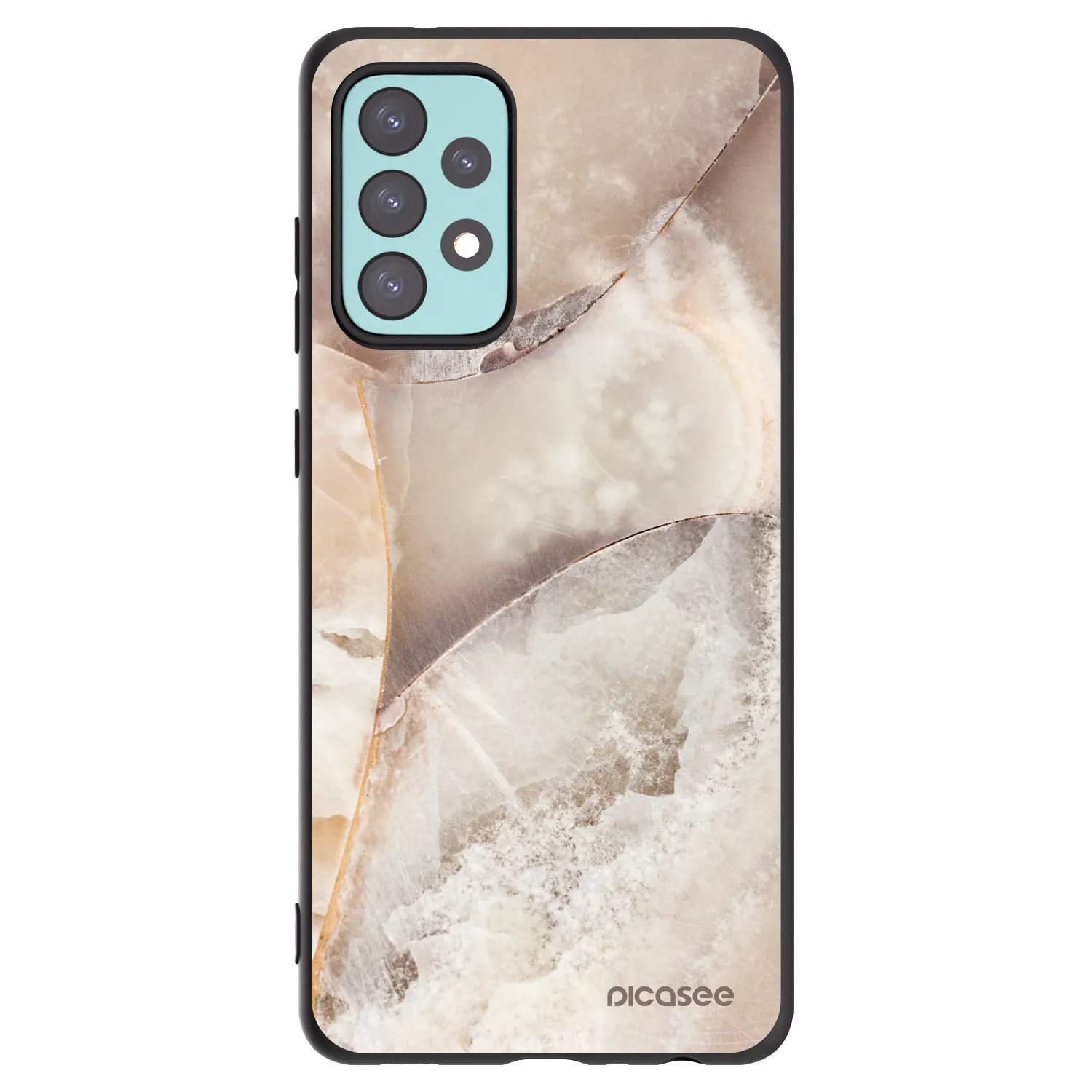 Picasee Samsung Galaxy A72 A725F Hülle - Schwarzes Silikon - Cream marble