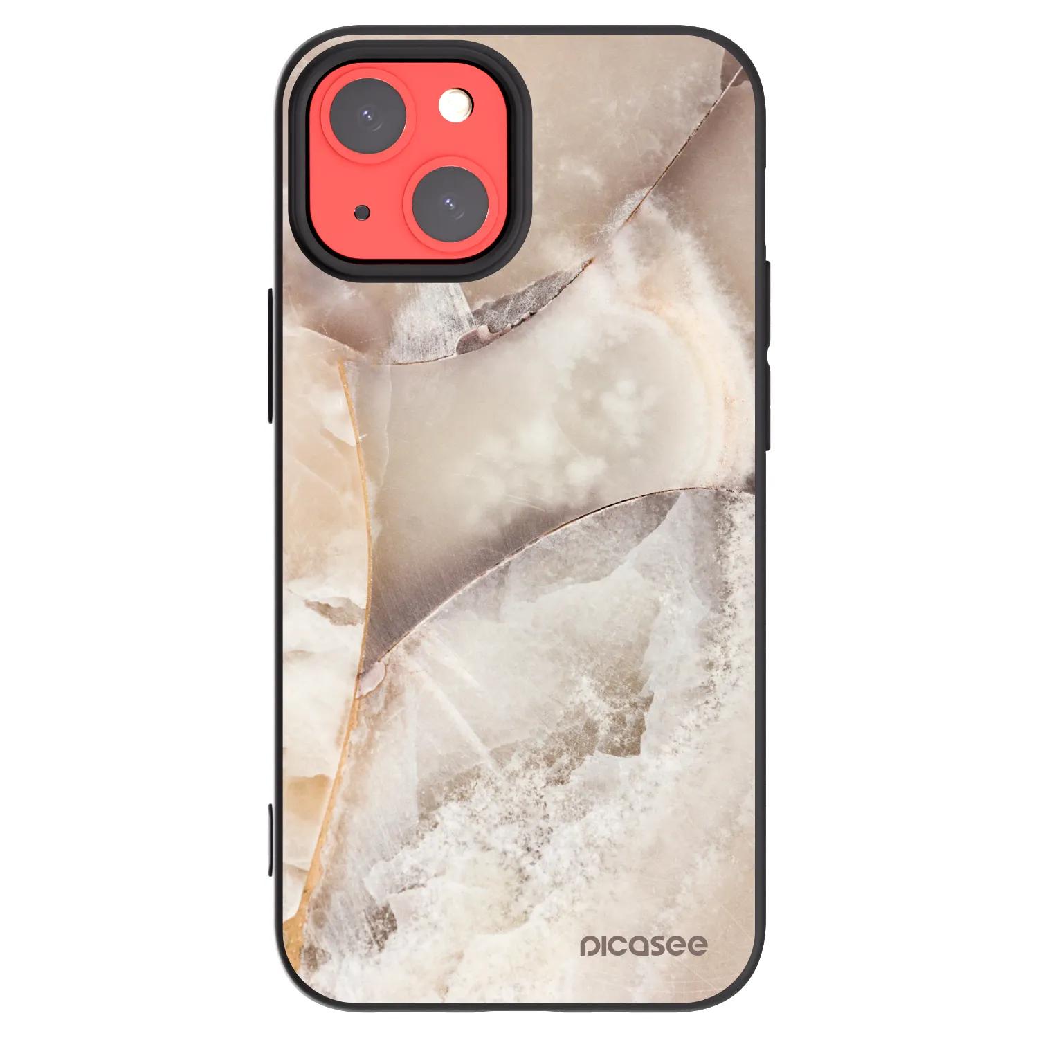 Picasee Apple iPhone 13 mini Hülle - Schwarzes Silikon - Cream marble