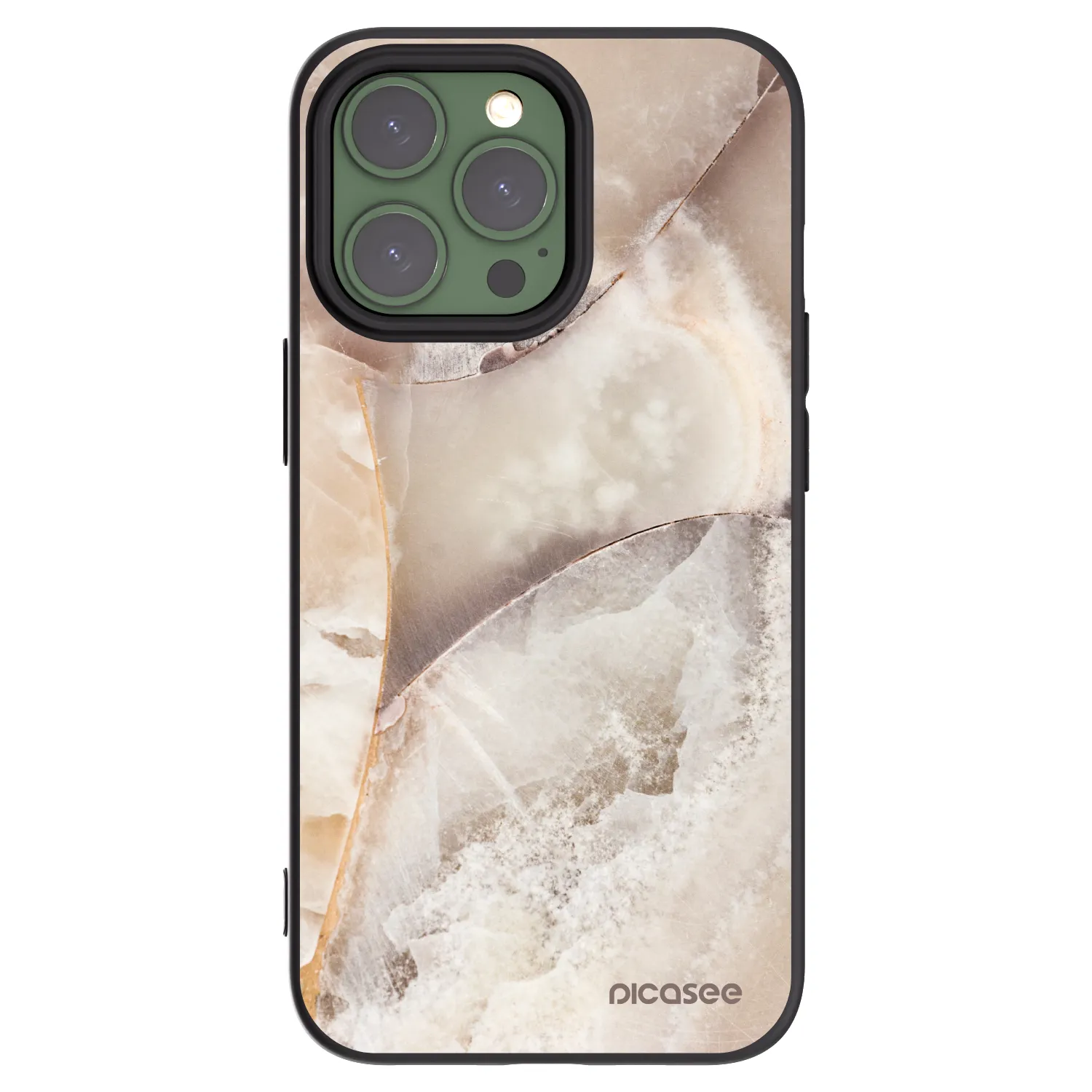Picasee Apple iPhone 13 Pro Hülle - Schwarzes Silikon - Cream marble