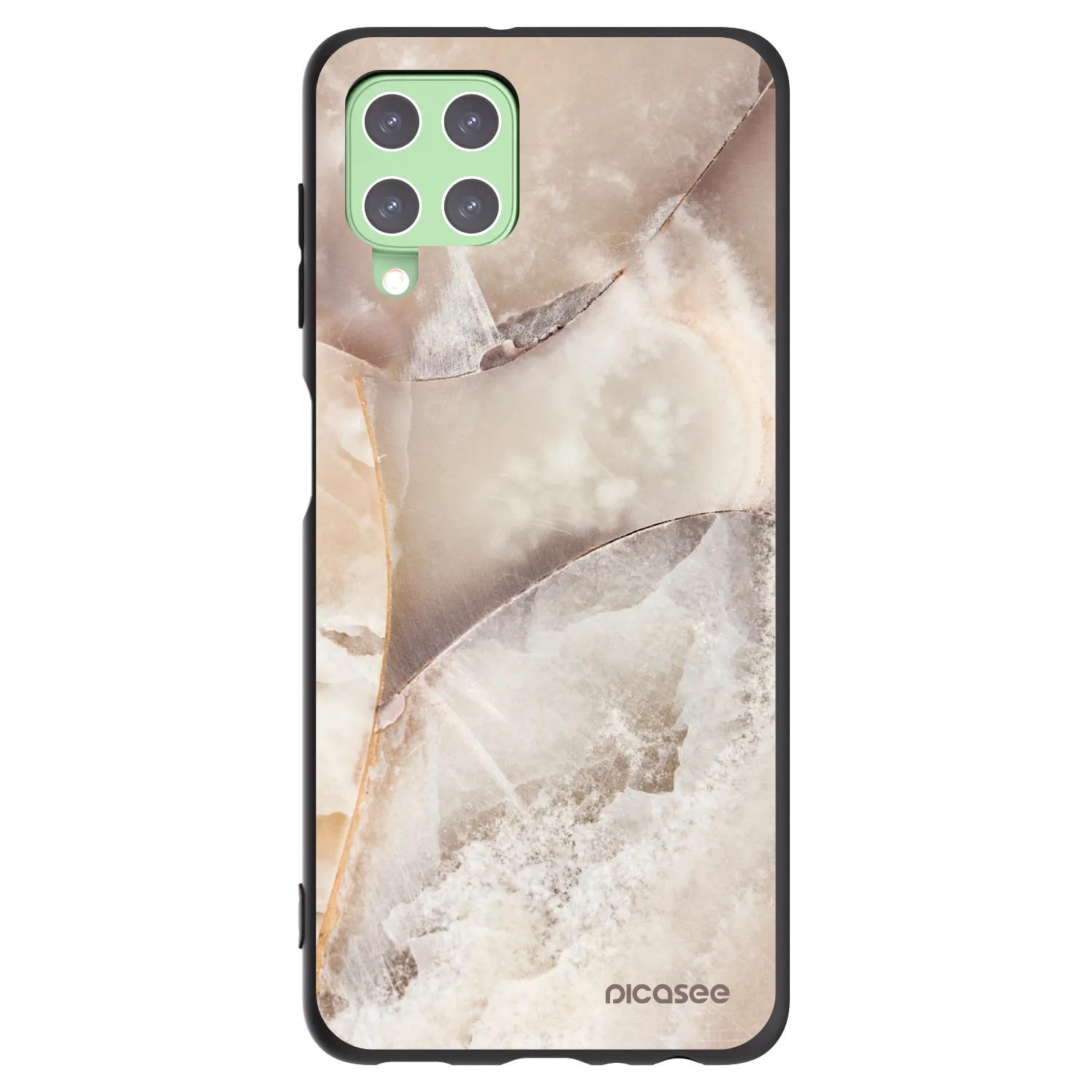 Picasee Samsung Galaxy A22 A225F 4G Hülle - Schwarzes Silikon - Cream marble