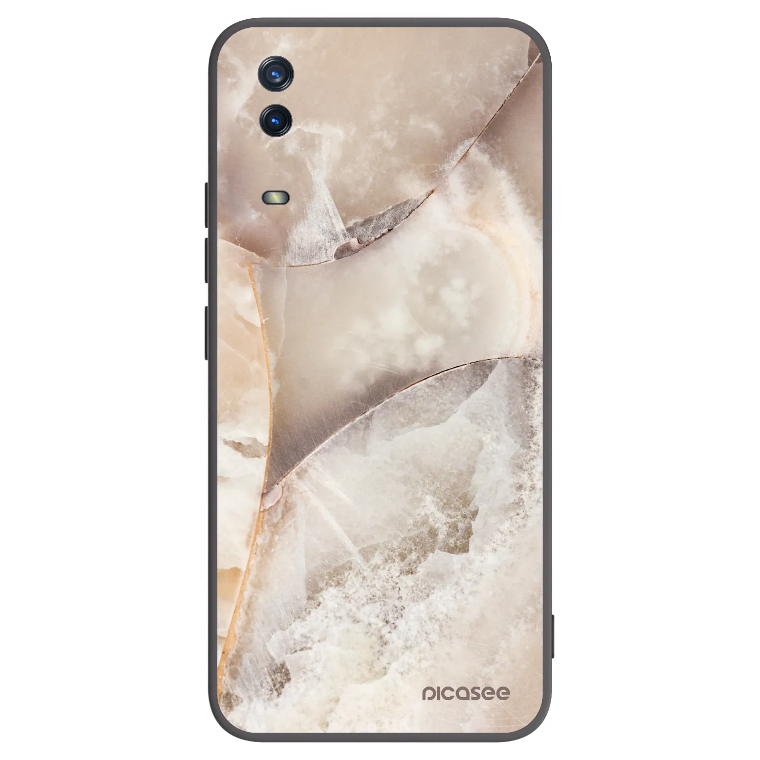 Picasee Vivo Y11s Hülle - Schwarzes Silikon - Cream marble