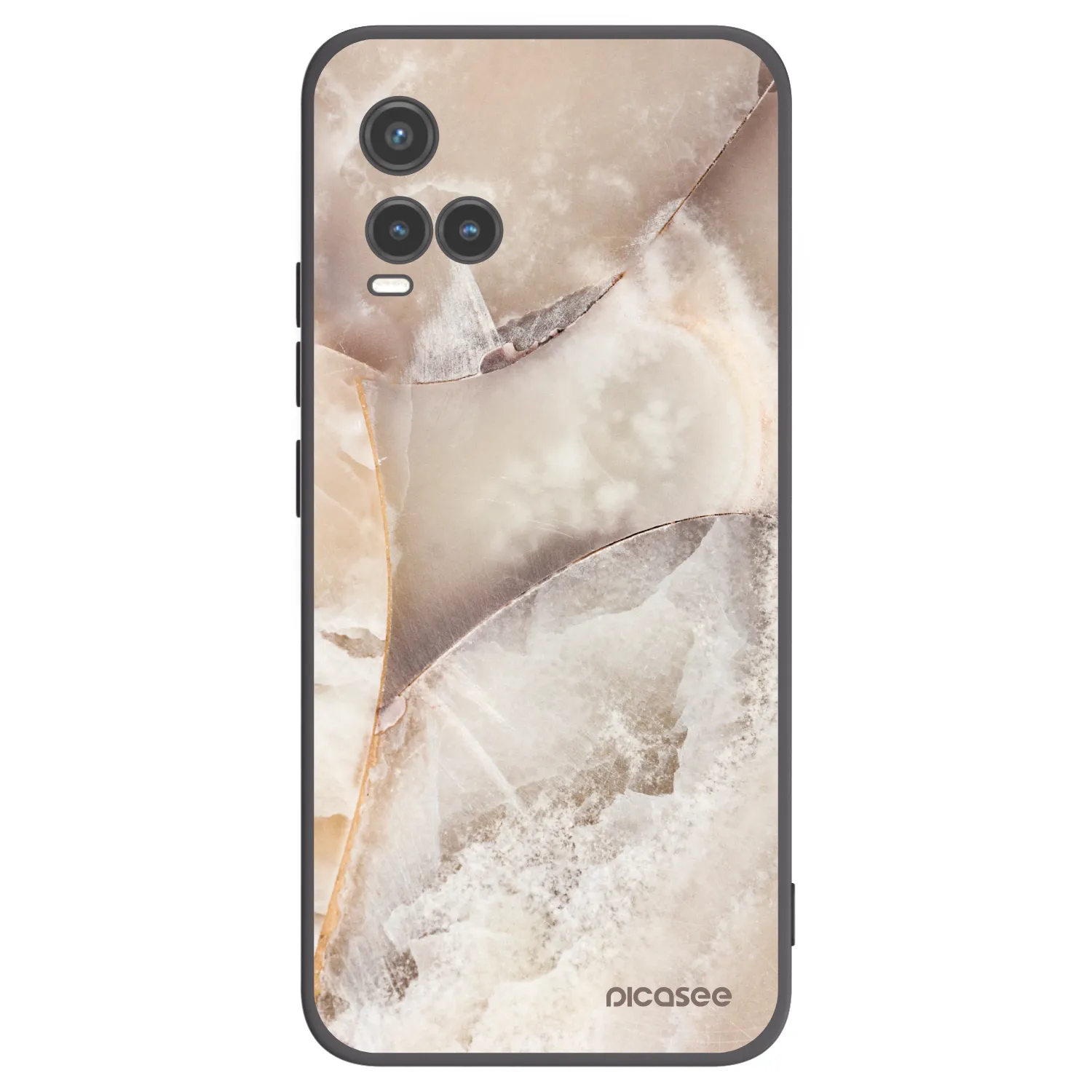 Picasee Vivo Y33s Hülle - Schwarzes Silikon - Cream marble