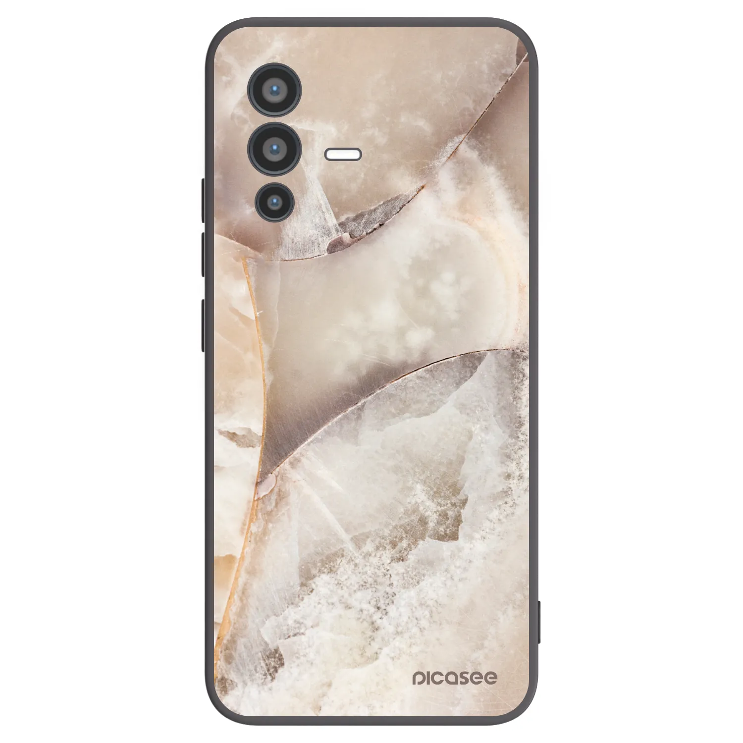 Picasee Vivo V23 5G Hülle - Schwarzes Silikon - Cream marble