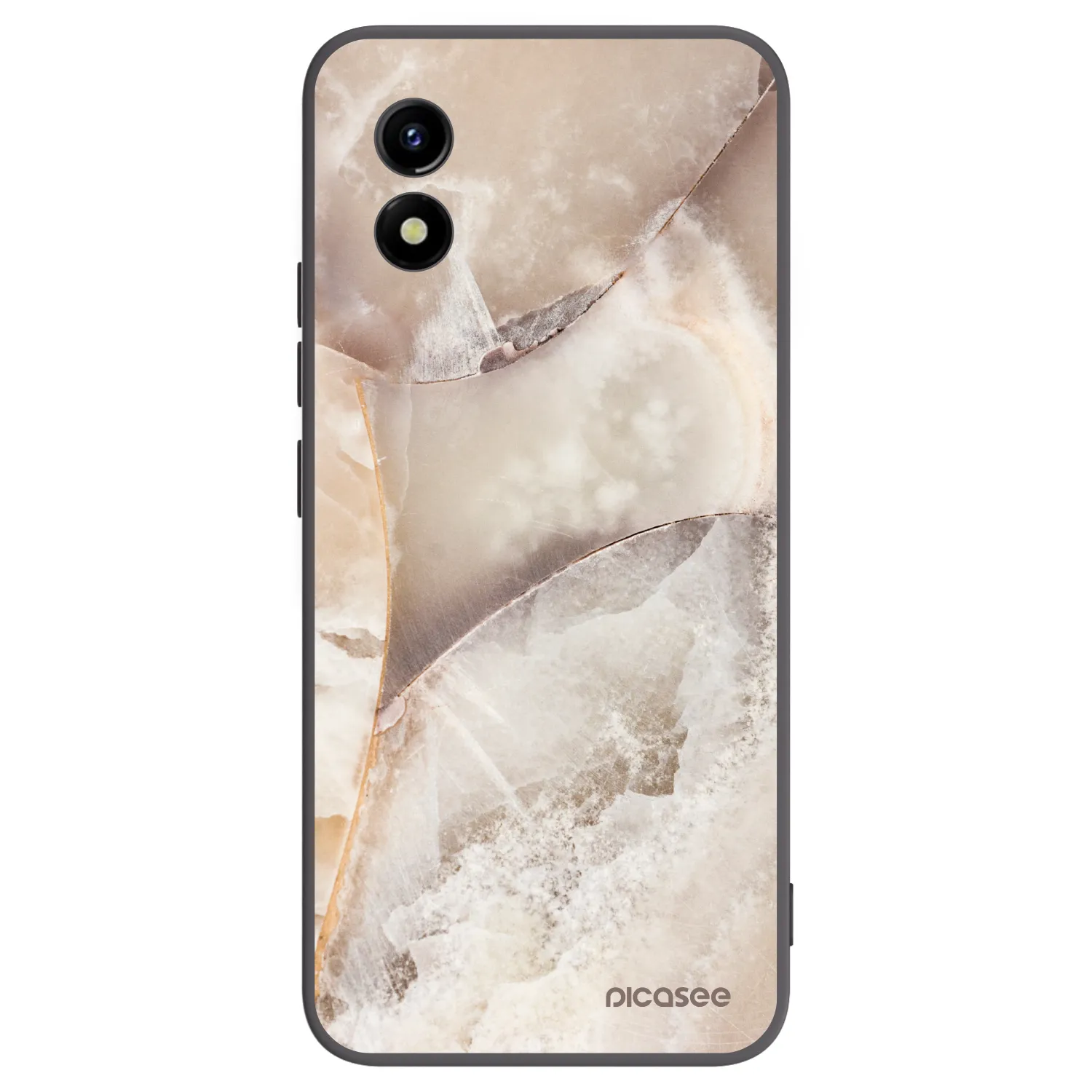 Picasee Vivo Y01 Hülle - Schwarzes Silikon - Cream marble
