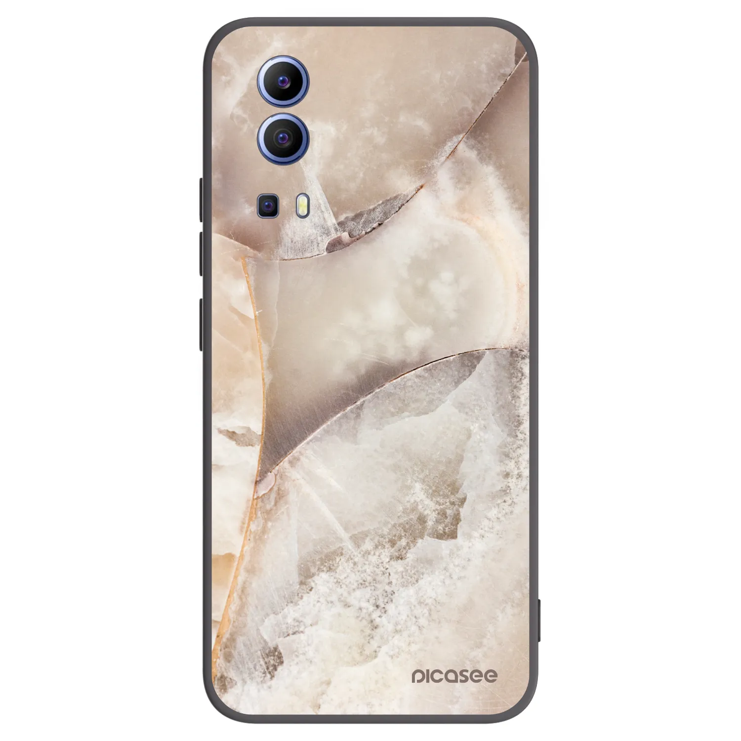 Picasee Vivo Y52 5G Hülle - Schwarzes Silikon - Cream marble