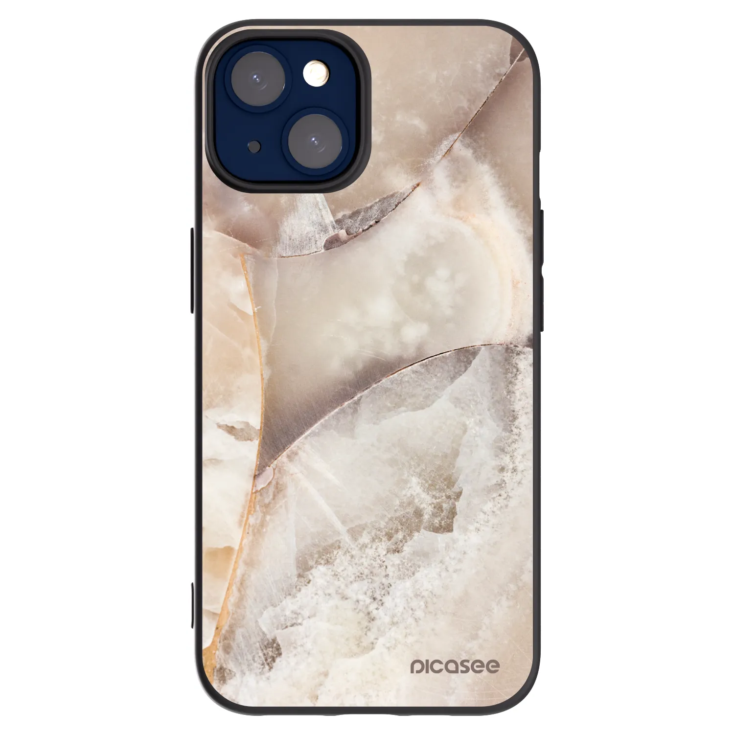 Picasee Apple iPhone 14 Hülle - Schwarzes Silikon - Cream marble