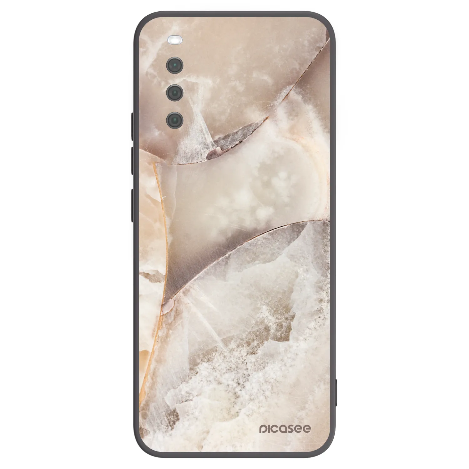 Picasee Sony Xperia 10 III Hülle - Schwarzes Silikon - Cream marble
