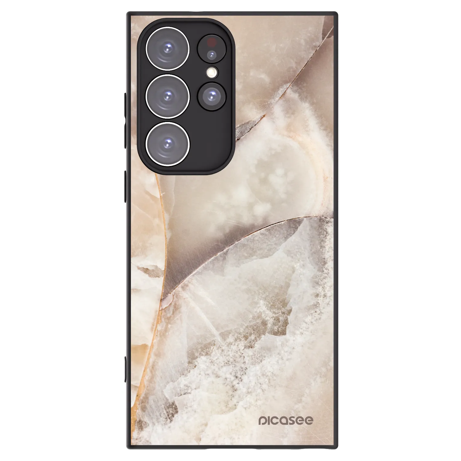 Picasee Samsung Galaxy S23 Ultra 5G Hülle - Schwarzes Silikon - Cream marble