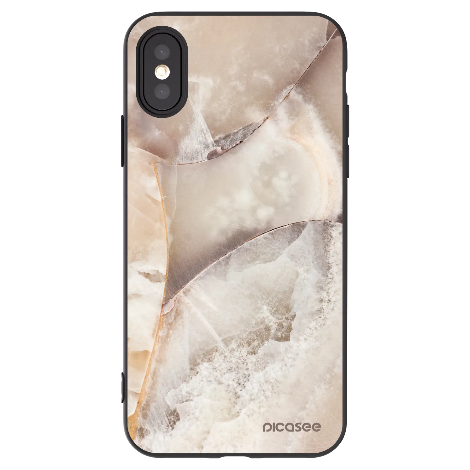 Picasee Apple iPhone X/XS Hülle - Schwarzes Silikon - Cream marble