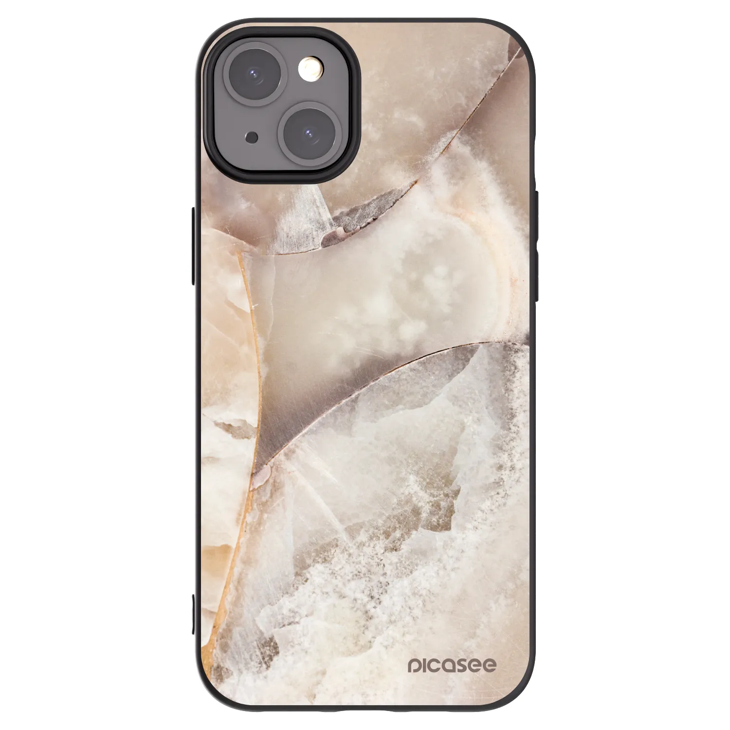 Picasee Apple iPhone 15 Plus Hülle - Schwarzes Silikon - Cream marble