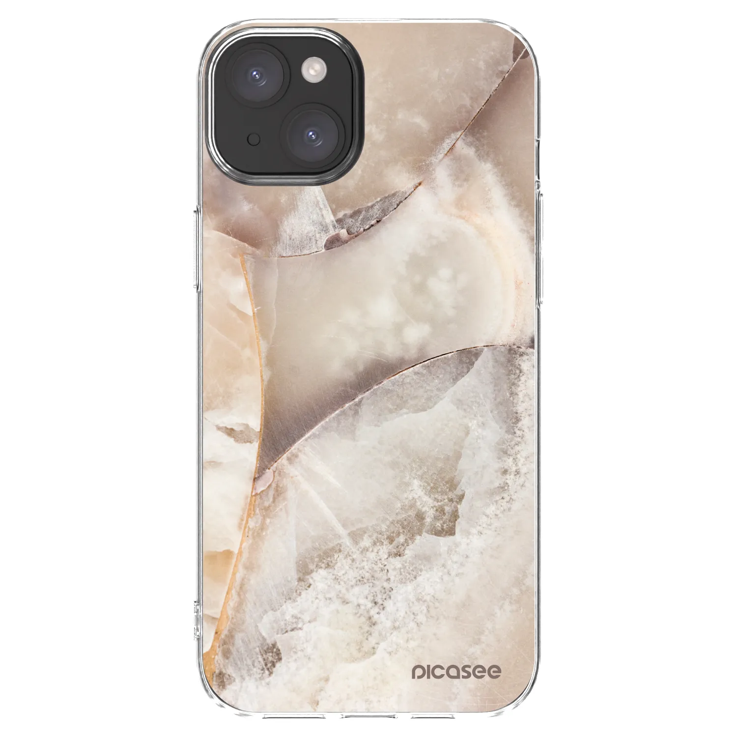 Picasee Apple iPhone 15 Plus Hülle - Transparentes Silikon - Cream marble