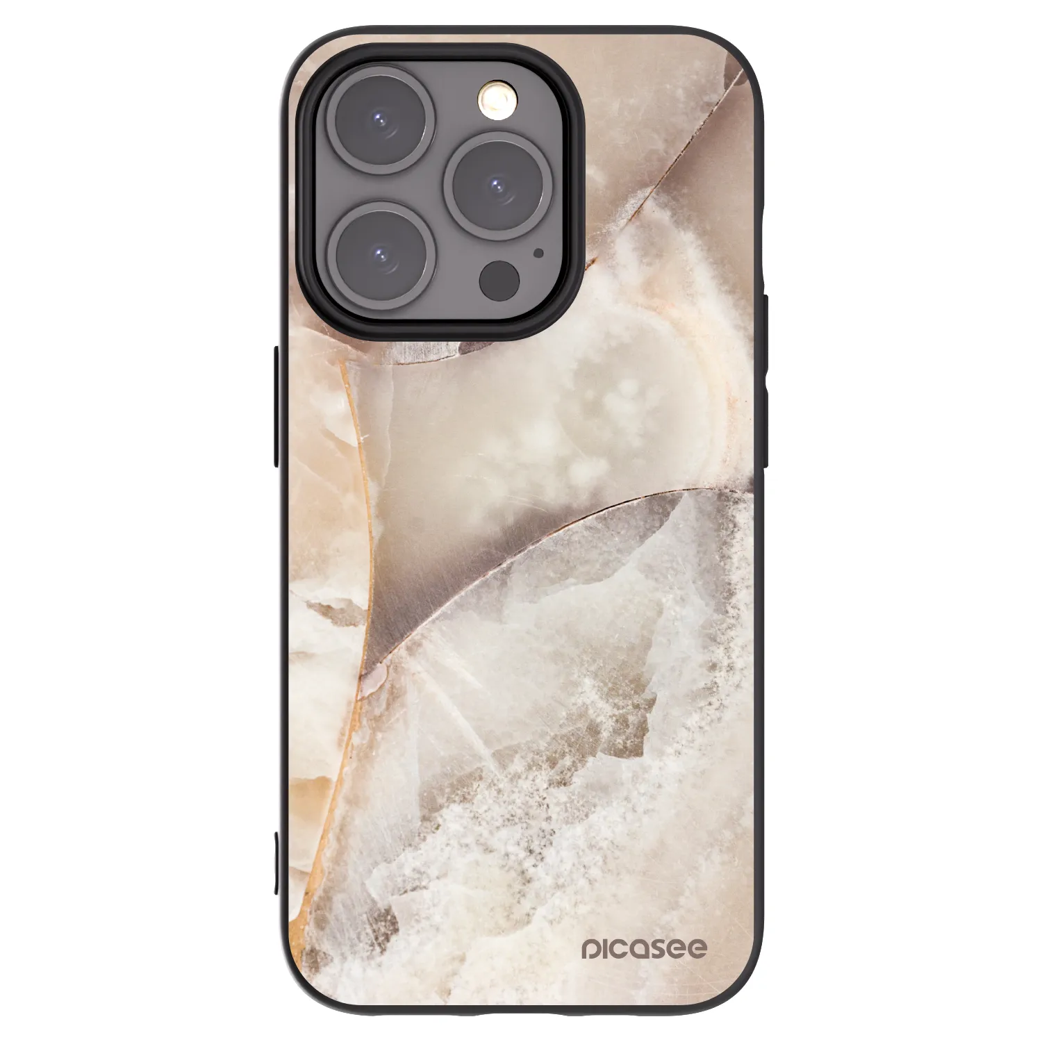 Picasee Apple iPhone 15 Pro Hülle - Schwarzes Silikon - Cream marble