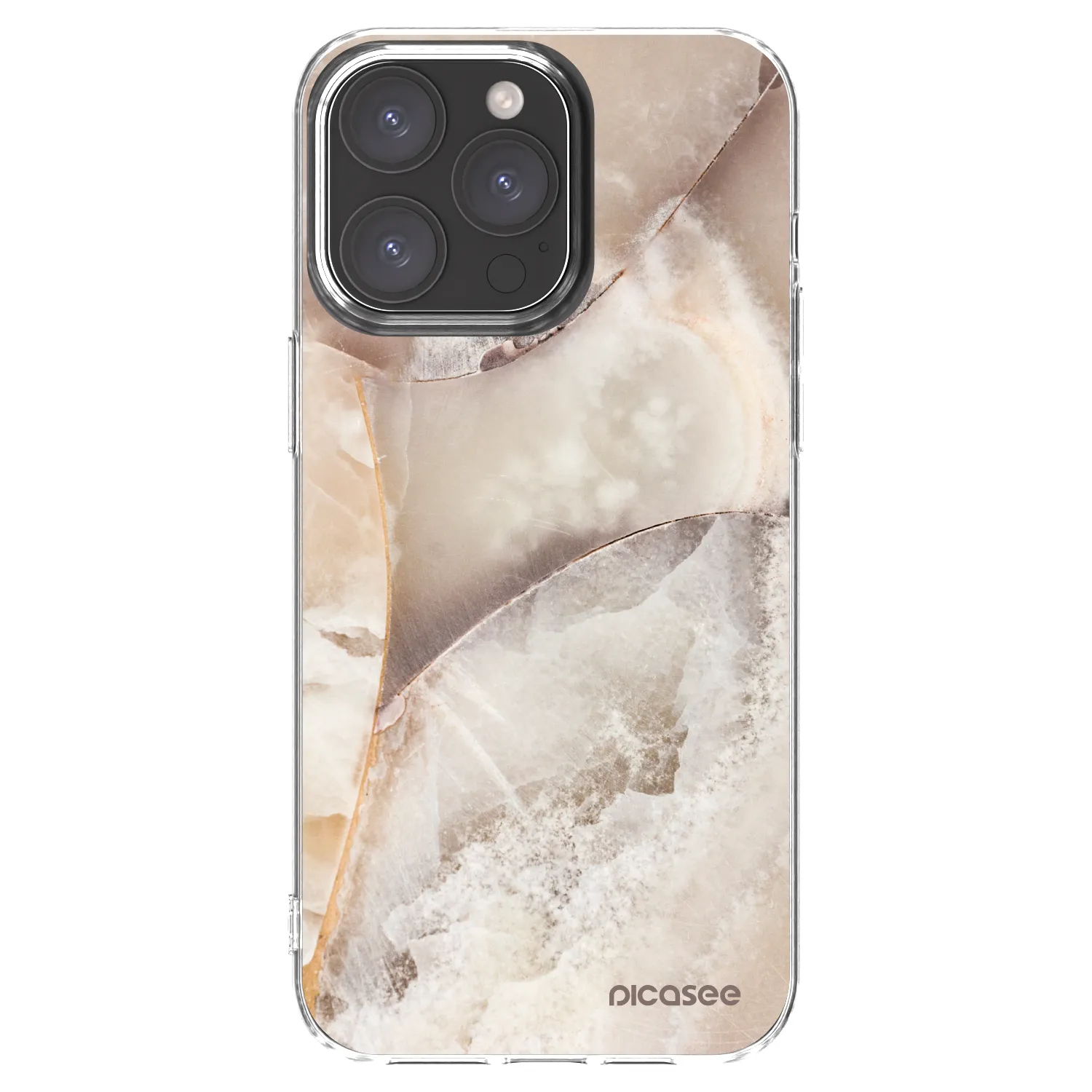 Picasee Apple iPhone 15 Pro Max Hülle - Transparentes Silikon - Cream marble