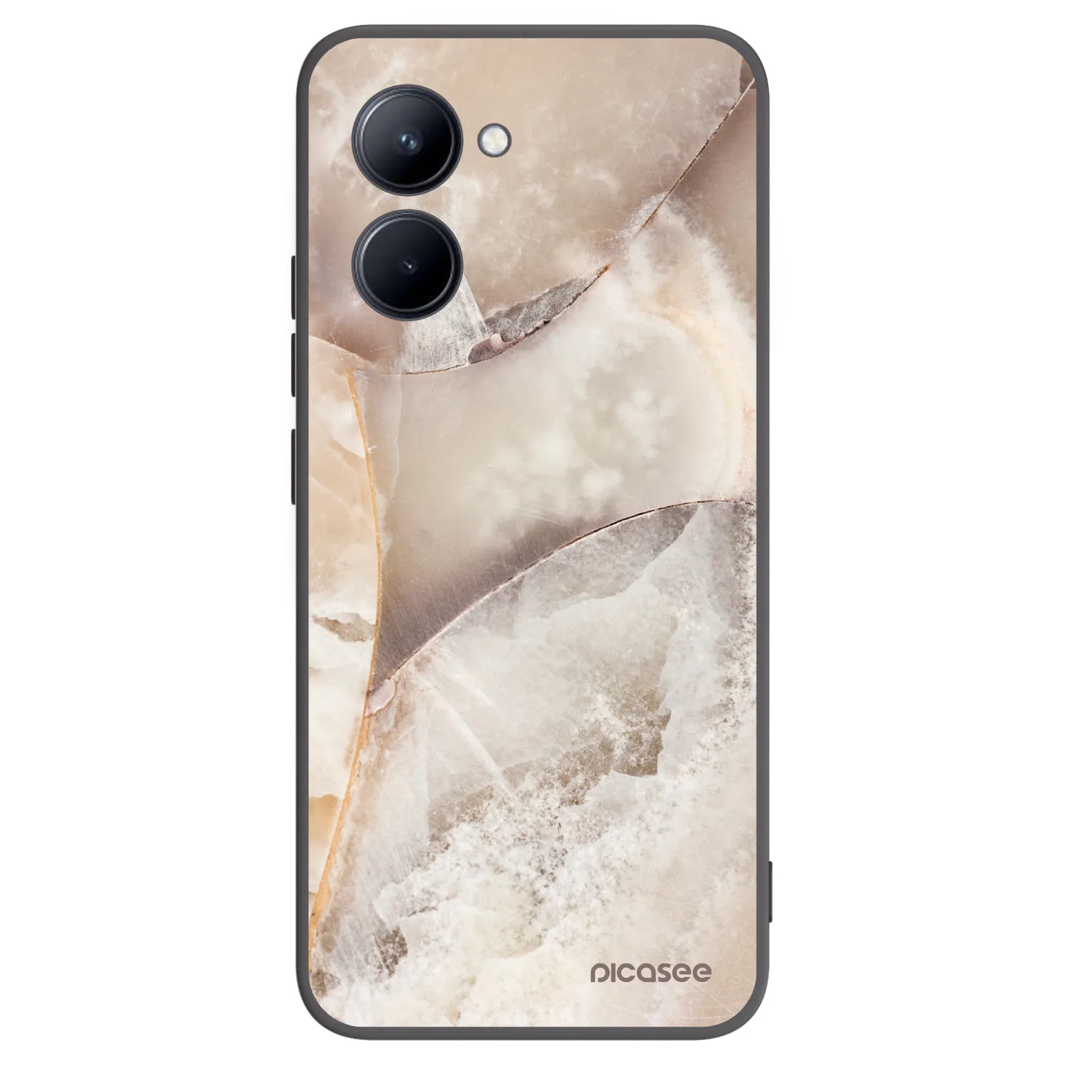 Picasee Realme C33 (2023) Hülle - Schwarzes Silikon - Cream marble