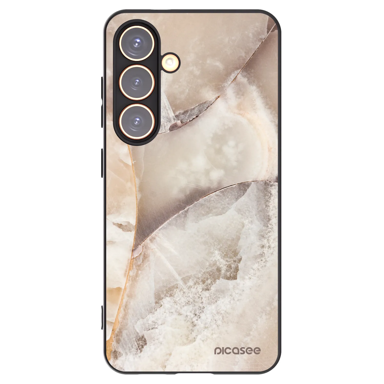 Picasee Samsung Galaxy S24 S921B 5G Hülle - Schwarzes Silikon - Cream marble