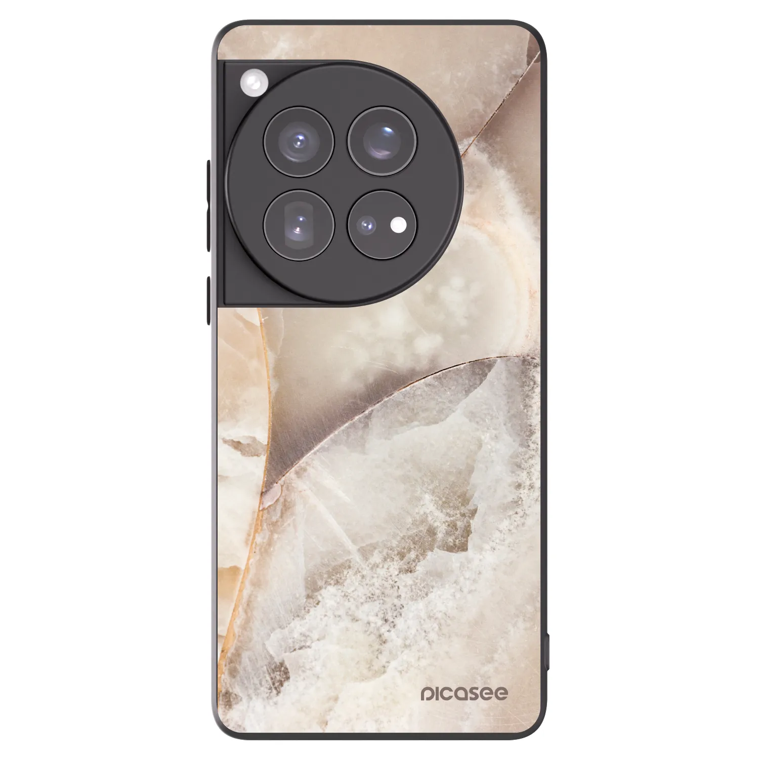 Picasee OnePlus 12 5G Hülle - Schwarzes Silikon - Cream marble