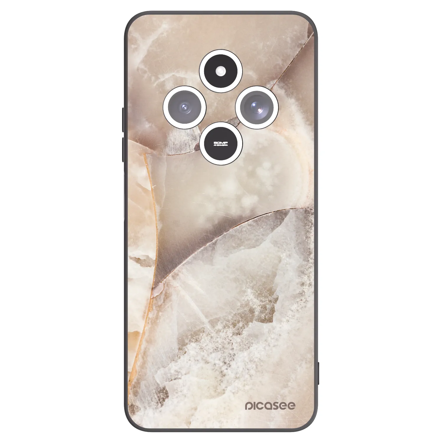 Picasee Xiaomi Redmi 14C Hülle - Schwarzes Silikon - Cream marble